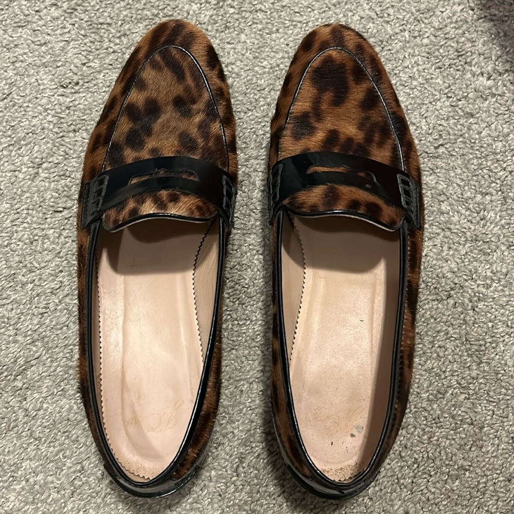 JCrew pony hair loafers